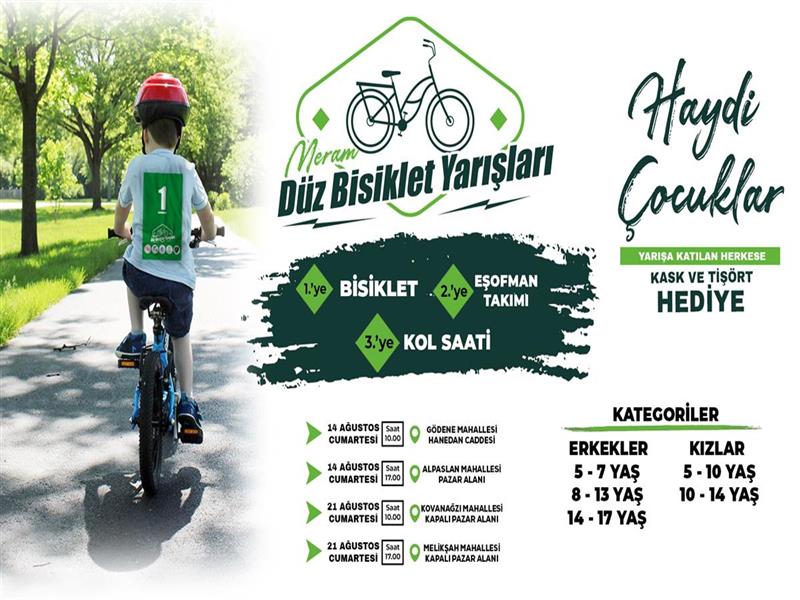 MERAM BELEDİYESPOR KULÜBÜ | MERAM’DA ÇOCUKLAR BİSİKLET YARIŞI İÇİN PEDAL ÇEVİRECEK